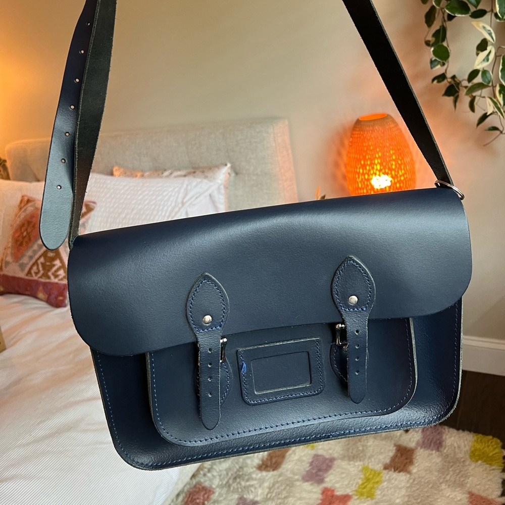 The Leather Satchel Co. navy blue satchel